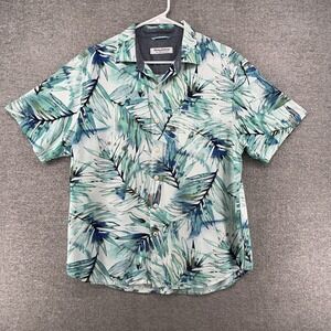 Tommy Bahama The Vera Cruz Cay Shirt Sz Medium Hawaiian Aqua Short Sleeve Casual